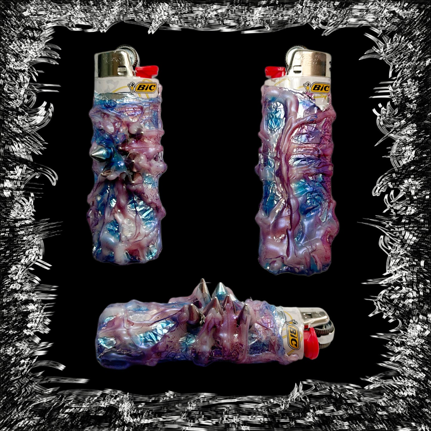 1 of 1 lighter case spiked studs handmade
