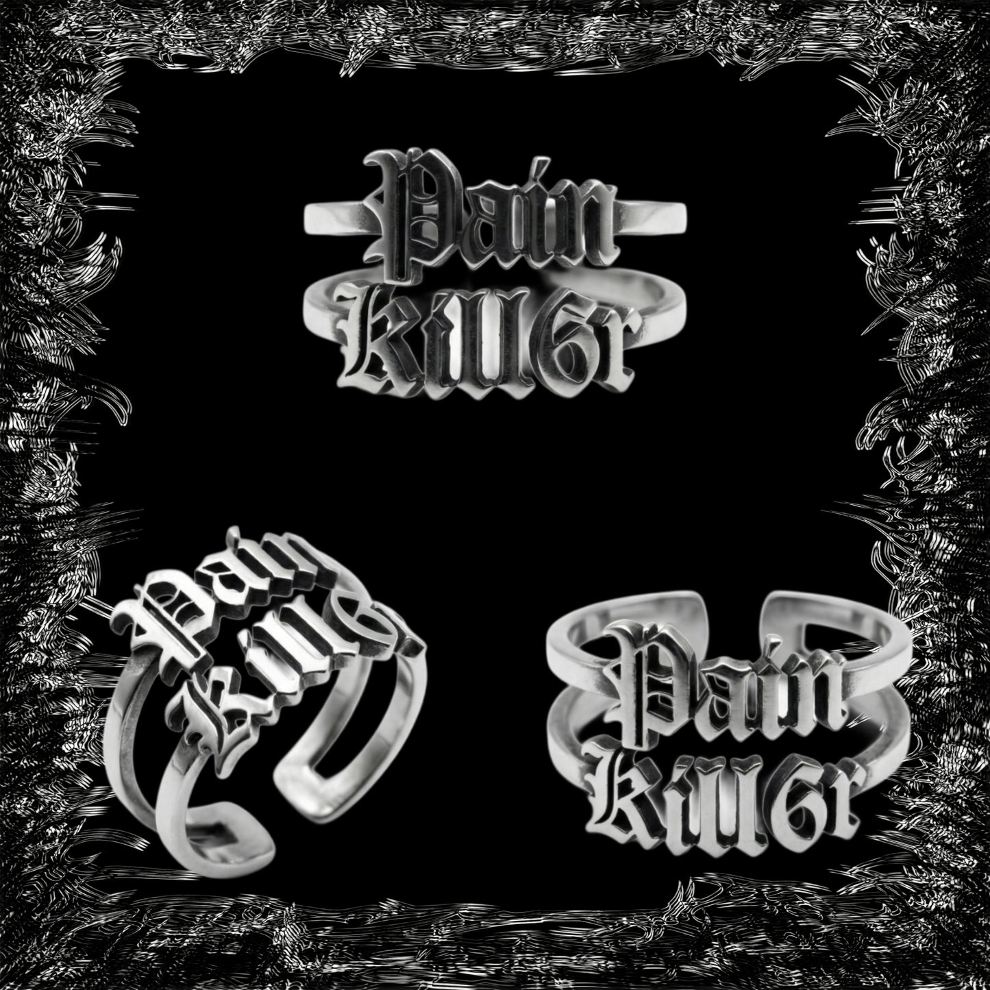 Painkill6r Gothic Adjustable Ring